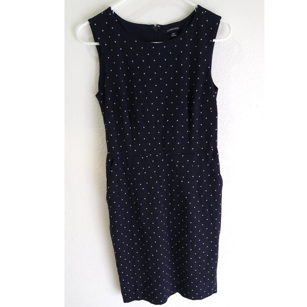 Lands End Polka Dot Sleeveless Dress